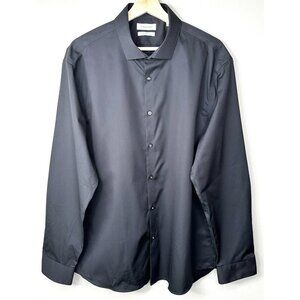 Calvin Klein Mens Dress Shirt Extreme Slim Fit Collared Black Sz XL 17-1/2-34/35